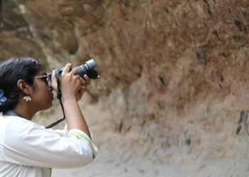 Khyati Kumar at Ushakothi Rock Paintings Site of Raigarh