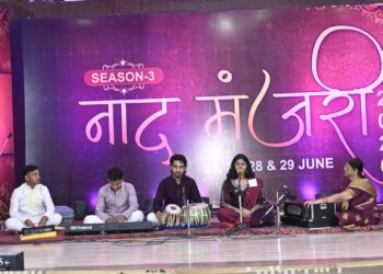 Khyati Kumar performing Raag Megh Malhar at Naad Manjari 2026 Season 3. Image Khyati.io